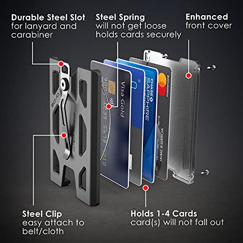 GOVO Badge Holder / Wallet - Durable Polycarbonate ID/Credit Holder with Metal Clip and 4 Cards Slot (Holds 1to 4 Cards) Black