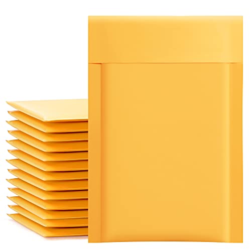 UCGOU Kraft Bubble Mailers 4x8 Inch 50 Pack Yellow Padded Envelopes #000 Small Business Mailing Packages Self Sealing Tear Resistant Boutique Bulk Mail Shipping Bags for Jewelry Makeup Supplies