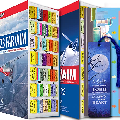 FAR/AIM 2023/2022 Tabs for Private Pilot , Tear-Resistant Color-Coded and Laminated Tabs with Bookmark and Placement Template, 87 Tabs in Total with 9 Blank Index Tabs (Color-Coded)