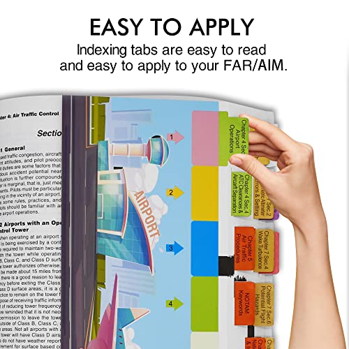 FAR/AIM 2023/2022 Tabs for Private Pilot , Tear-Resistant Color-Coded and Laminated Tabs with Bookmark and Placement Template, 87 Tabs in Total with 9 Blank Index Tabs (Color-Coded)