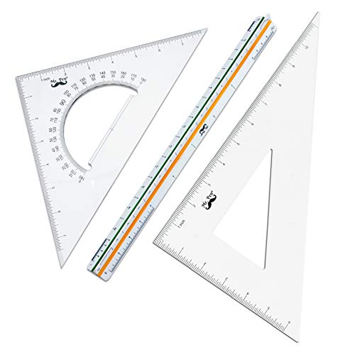 Mr. Pen Architectural Triangular Ruler Set with 12 Inch Triangular Scale, 11 Inch 30/60 and 8 Inch 45/90 Triangles