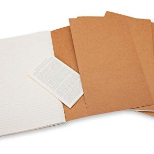 Moleskine Cahier Journal, Soft Cover, Large (5" x 8.25") Ruled/Lined, Kraft Brown, 80 Pages (Set of 3)