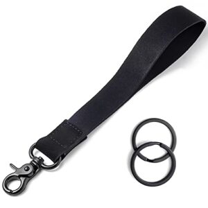 xchin hand wrist lanyard key chain holder, black wristlet strap for key for women & men, short keychain lanyard for car key