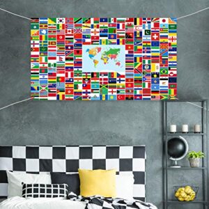 World Flag Banner International Flags Banner Country Flags Banner Backdrop Decoration with Brass Grommets