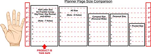 Classic Size Note paper with Simple Lines Spaced 1/4", 50 Sheets, Sized and Punched with 7 Holes for 7-Ring Notebooks such as Franklin, etc. (5.5" x 8.5")