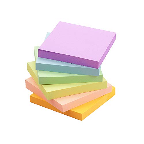 Early Buy Sticky Notes 3x3 Self-Stick Notes 6 Pads, 6 Pastel Color, 100 Sheets/Pad