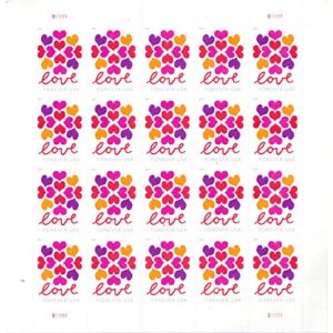 business envelope with 2019 releases hearts blossom postage stamps (1 booklet – 20 stamps)