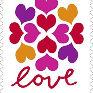 Business Envelope with 2019 Releases Hearts Blossom Postage Stamps (1 Booklet - 20 Stamps)