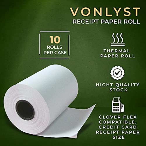 Vonlyst Thermal Paper Roll for Clover Flex Receipt Paper 2 1/4 x 55 (10 rolls)