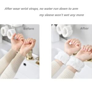 2pc Wristbands for Washing Face and Skin Care Spa Wrist Washband Flannel Wrist Wash Band Towel Absorb Wristbands Wrist Sweatband for Female Women Girls Reduce Liquid Water from Spilling Down Arms (2)