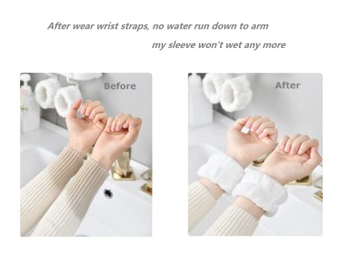 2pc Wristbands for Washing Face and Skin Care Spa Wrist Washband Flannel Wrist Wash Band Towel Absorb Wristbands Wrist Sweatband for Female Women Girls Reduce Liquid Water from Spilling Down Arms (2)