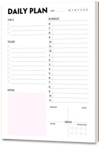 daily planner notepad – a5 calendar, scheduler, organizer with priority, to do list, appointments, notes, meals and water intake tracker, 50 undated tear-off sheets planning pad, 5.8″x8.25″