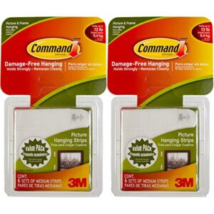 command 3m 12ct pack picture & frame hanging strips sets medium size white damage-free