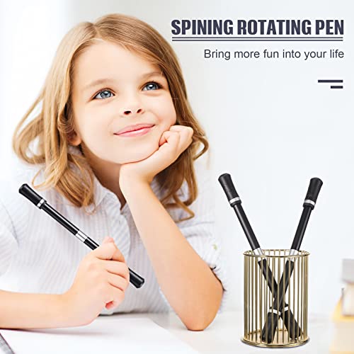 2 Pieces Spinning Pen Rolling Finger Rotating Pen Gaming Trick Pen Mod with Tutorial No Pen Refill Stress Releasing Brain Training Toys for Kids Adults Student Office Supplies (Black and Silver)