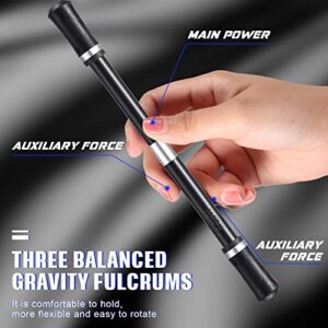 2 Pieces Spinning Pen Rolling Finger Rotating Pen Gaming Trick Pen Mod with Tutorial No Pen Refill Stress Releasing Brain Training Toys for Kids Adults Student Office Supplies (Black and Silver)