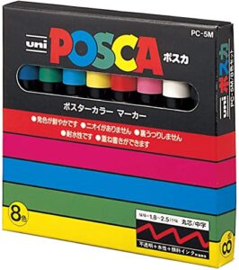 uni-posca pc5m8 paint marker pen medium point set of 8 (japan import)