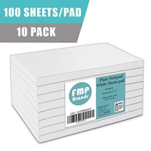 [10 Pack] 100 Sheets Paper Notepads - 4 x 6” Memo Scratch Pad Server Waitress Waiter Book To Do Grocery List Small Notebook Restaurant Checkbook White