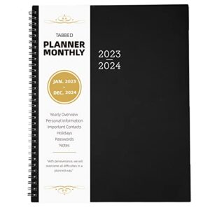 monthly planner 2023-2024 – 24 months planner, 9” x 11”, january 2023 – december 2024, calendar planner with tabs and ample writing blocks, good for home and school planning