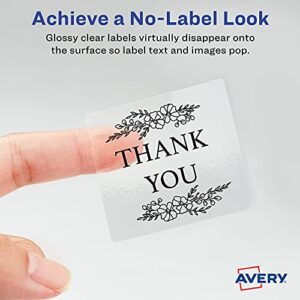 Avery Printable Blank Square Labels, 2" x 2", Glossy Crystal Clear, 120 Customizable Labels (22853)