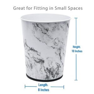 5 Liter Small Wastebasket | 11 Inches Height | Round Open Top | Trash Can | Bathroom | Bedroom | Kitchen | Dorm | Office | Disposal Waste Bin | Garbage Container | Marble