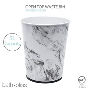 5 Liter Small Wastebasket | 11 Inches Height | Round Open Top | Trash Can | Bathroom | Bedroom | Kitchen | Dorm | Office | Disposal Waste Bin | Garbage Container | Marble