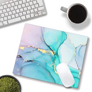 Armanza Mouse Pad, Cyan Blue Marble Mouse Pad, Washable Square Cloth Mousepad for Office Laptop, Non-Slip Rubber Base Mouse Pads for Wireless Mouse, Computer Mouse Pads for Desk