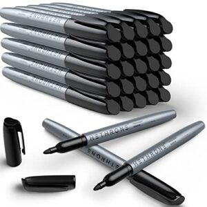 hethrone permanent markers, 28 count black permanent markers for writing doodling and marking
