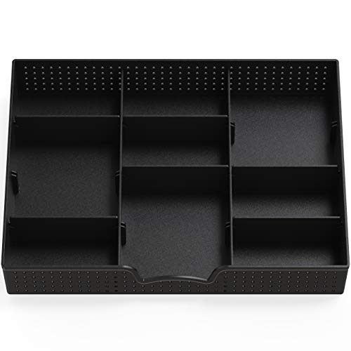 Simple Houseware 2 Pack Drawer Organizer Tray with 9 Adjustable Compartments, Black