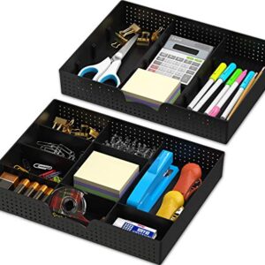 Simple Houseware 2 Pack Drawer Organizer Tray with 9 Adjustable Compartments, Black