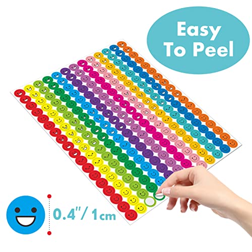 12456 Pcs Happy Smile Face Star Stickers Mega Bundle in 14 Colors and 10 Designs for Reward Behavior Chart (Each Measures 3/8”)