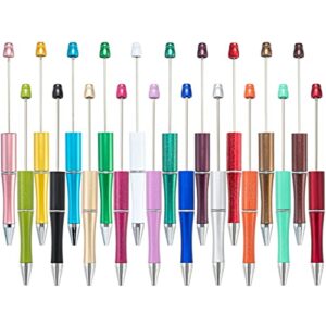 PASISIBICK 20 Colors Plastic Beadable Pens, Assorted Bead Pens for DIY PPL Gift with Shaft Black Ink, 20 Pieces