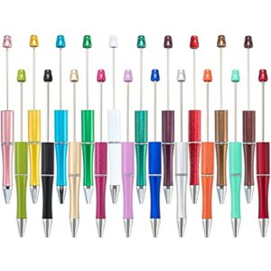 pasisibick 20 colors plastic beadable pens, assorted bead pens for diy ppl gift with shaft black ink, 20 pieces