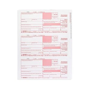 Blue Summit Supplies 1099 NEC Tax Forms 2022, 50 4 Part Tax Forms Kit, Compatible with QuickBooks and Accounting Software, 50 Self Seal Envelopes Included