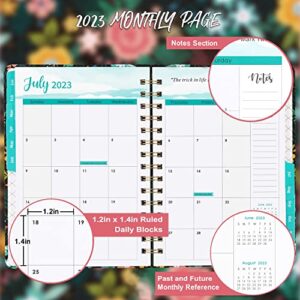 2023 Planner – Weekly and Monthly Planner 2023, Jan 2023 – Dec 2023, 2023 Weekly Monthly Planner with Monthly Tab, 8.46" x 6.37", Twin-Wire Binding, Thick Paper, Back Pocket, Elastic Closure - Black Pattern