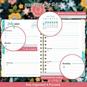 2023 Planner – Weekly and Monthly Planner 2023, Jan 2023 – Dec 2023, 2023 Weekly Monthly Planner with Monthly Tab, 8.46" x 6.37", Twin-Wire Binding, Thick Paper, Back Pocket, Elastic Closure - Black Pattern