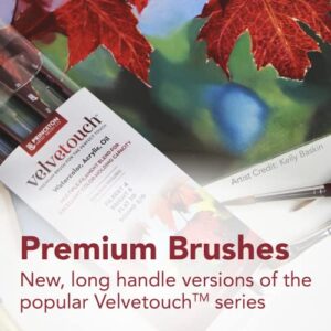 Princeton Velvetouch Blooms Brush, Long Handle, Size 12 - Professional Artist Brushes for Mixed Media, Acrylic, Oil