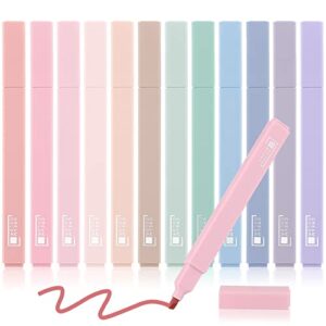 12 pieces aesthetic highlighters bible highlighters and pens no bleed with chisel tip pastel markers multicolor aesthetic pens kawaii stationary for office school supplies (elegant style)