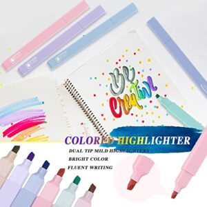 12 Pieces Aesthetic Highlighters Bible Highlighters and Pens No Bleed with Chisel Tip Pastel Markers Multicolor Aesthetic Pens Kawaii Stationary for Office School Supplies (Elegant Style)