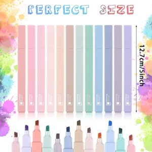 12 Pieces Aesthetic Highlighters Bible Highlighters and Pens No Bleed with Chisel Tip Pastel Markers Multicolor Aesthetic Pens Kawaii Stationary for Office School Supplies (Elegant Style)