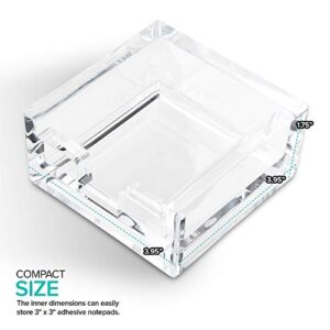 Modern Innovations 3 x 3 Crystal Clear Acrylic Notepad Holder W/O Pads - Sticky Notes Holder - Sticky Notepad Holder Perfect for Dorm Room and Office Desk Organization