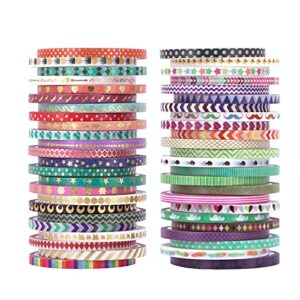 nanynnu cute 48 rolls washi tape set,foil gold thin decorative masking washi tapes,3mm wide diy paper tape for diy craft scrapbooking gift wrapping planner
