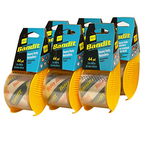 Seal-It Bandit Shipping Tape 6 Pack, 2 Inches x 1600 Inches, Total 9600 Inches, Noiseless with One Arm Dispenser