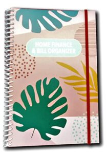 home finance & bill organizer with pockets (leaves on pink)