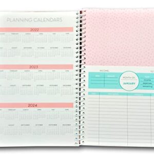 Home Finance & Bill Organizer with Pockets (Leaves On Pink)