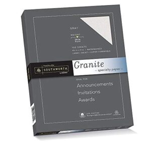 southworth 25% cotton granite specialty paper, 8.5 x 11, 24 lb/90 gsm, gray, 100 sheets – packaging may vary (p914ck)