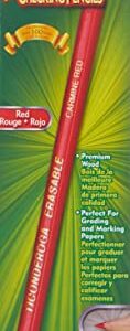 Ticonderoga Erasable Checking Pencils with Eraser, Pre-sharpened, Red, 12-Pack (14259)