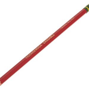 Ticonderoga Erasable Checking Pencils with Eraser, Pre-sharpened, Red, 12-Pack (14259)