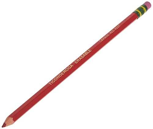 Ticonderoga Erasable Checking Pencils with Eraser, Pre-sharpened, Red, 12-Pack (14259)