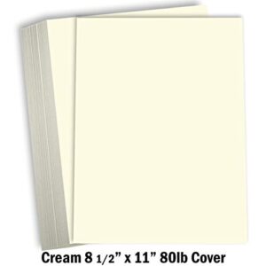 Hamilco Cream Colored Cardstock Thick Paper - 8 1/2 x 11" Heavy Weight 80 lb Cover Card Stock for Printer - 50 Pack