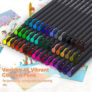 Vanstek 46 Pack Journal Planner Colored Pens, Fineliner Pens for Journaling, Writing Coloring Drawing, Note Taking, Calendar, Planner, Art Office School Gift Supplies